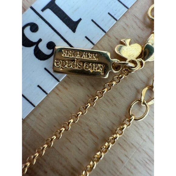 Kate Spade Gold Chain Necklace With Red Crystal Double Heart Pendant - Picture 7 of 10